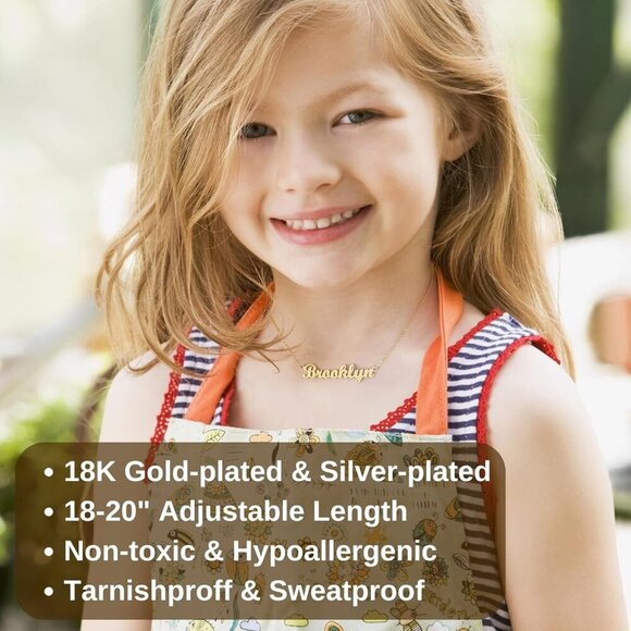 Name Necklace Personalized, 18K Gold Plated Silver-plated Customized Nameplate N - Picture 2 of 6